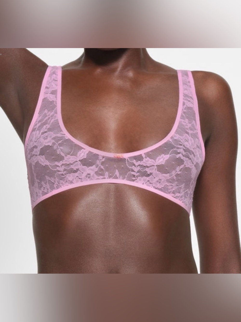 🌸 SKIMS Stretch Lace Plunge Bralette | Cotton Candy Multi | S | NWT 🏷️